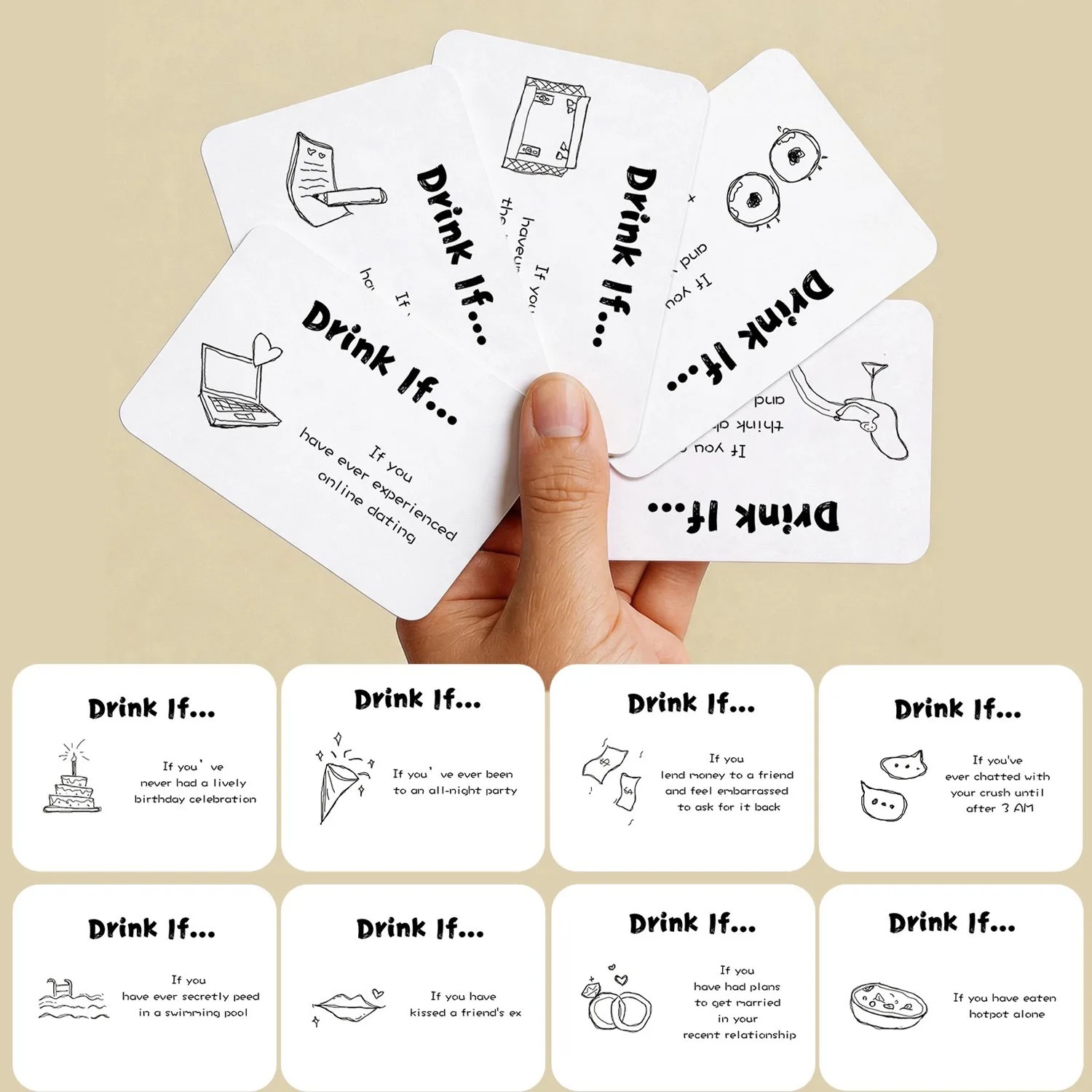 Party Games Questions For Adults - Tarjetas de juego Drink If: Divertidas