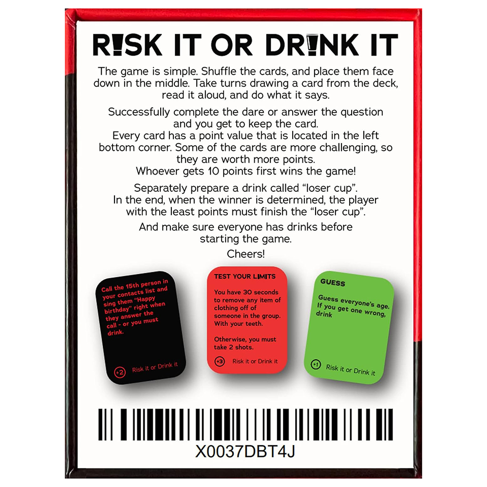 Risk It Or Drink It Juego de f - Party Games Questions For Adults reseña y precio